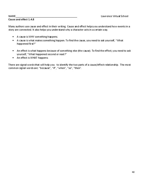 Cause and Effect Graphic Organizer Cause and Effect Graphic Organizer