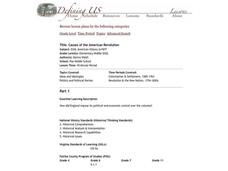 Causes of the American Revolution Lesson Plan Causes of the American Revolution Lesson Plan