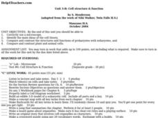 Cell Structure and Function Lesson Plan Cell Structure and Function Lesson Plan