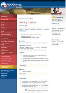 Defining Culture Lesson Plan Defining Culture Lesson Plan