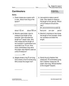 Centimeters Worksheet Centimeters Worksheet