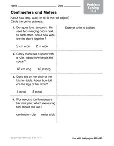 Centimeters and Meters Worksheet Centimeters and Meters Worksheet
