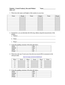 Central Tendency Worksheet Central Tendency Worksheet