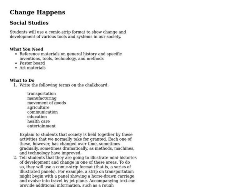 Change Happens Lesson Plan Change Happens Lesson Plan