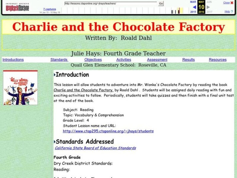 Charlie and the Chocolate Factory Lesson Plan Charlie and the Chocolate Factory Lesson Plan
