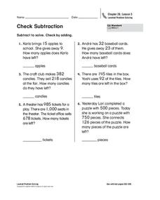 Check Subtraction Worksheet Check Subtraction Worksheet