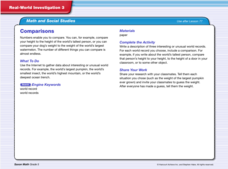 Math and Social Studies Real- World Investigation- Comparisons Worksheet Math and Social Studies Real- World Investigation- Comparisons Worksheet