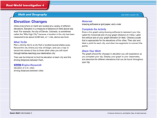 Real World Investigation- Math and Geography- Elevation Changes Worksheet Real World Investigation- Math and Geography- Elevation Changes Worksheet