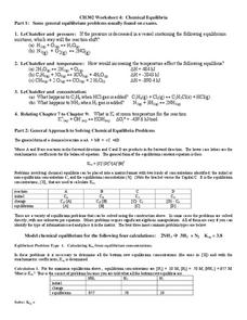 Chemical Equilibria Worksheet Chemical Equilibria Worksheet