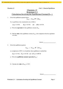 Chemical Equilibrium Lesson Plan Chemical Equilibrium Lesson Plan