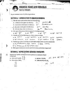 Chemical Names and Formulas Worksheet Chemical Names and Formulas Worksheet