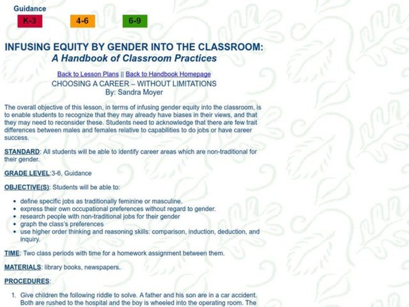 CHOOSING A CAREER - WITHOUT LIMITATIONS Lesson Plan CHOOSING A CAREER - WITHOUT LIMITATIONS Lesson Plan