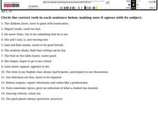Choosing the Correct Verb Worksheet Choosing the Correct Verb Worksheet
