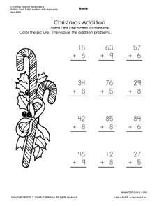 Christmas Addition Worksheet Christmas Addition Worksheet