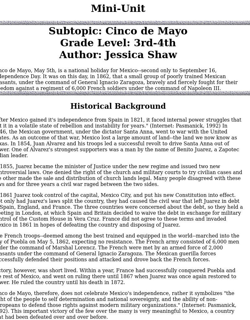 Cinco de Mayo Lesson Plan Cinco de Mayo Lesson Plan