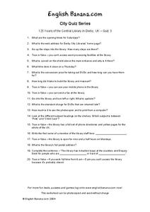 City Quiz Worksheet City Quiz Worksheet