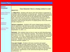 Class Memorial Lesson Plan Class Memorial Lesson Plan