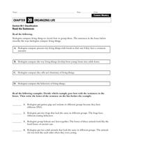 Classification Worksheet Classification Worksheet