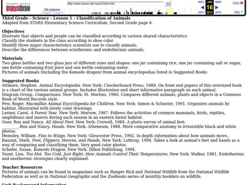 Classification of Animals Lesson Plan Classification of Animals Lesson Plan