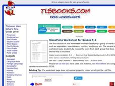 Classifying Worksheet Classifying Worksheet