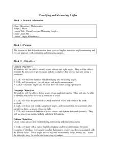Classifying and Measuring Angles Lesson Plan Classifying and Measuring Angles Lesson Plan