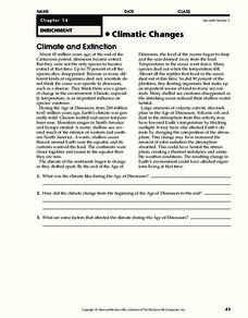 Climatic Changes Worksheet Climatic Changes Worksheet