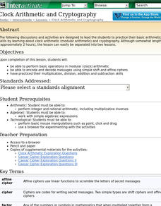 Clock Arithmetic and Cryptography Lesson Plan Clock Arithmetic and Cryptography Lesson Plan