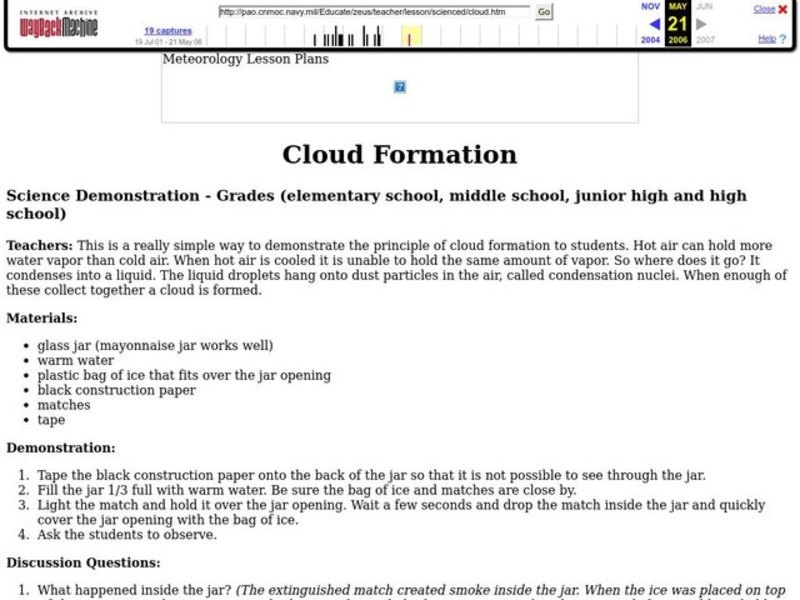 Cloud Formation Lesson Plan Cloud Formation Lesson Plan