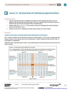 Develop Rules for Multiplying Signed Numbers Lesson Plan Develop Rules for Multiplying Signed Numbers Lesson Plan