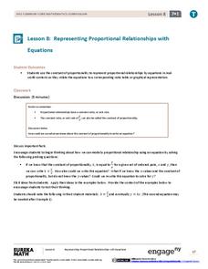 Representing Proportional Relationships with Equations Lesson Plan Representing Proportional Relationships with Equations Lesson Plan