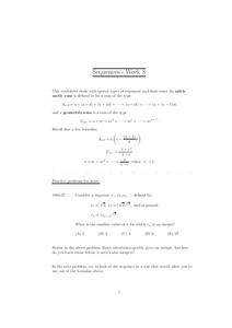 Sequences - Week 8 Worksheet Sequences - Week 8 Worksheet