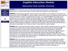Cloze Activity Lesson Plan Cloze Activity Lesson Plan
