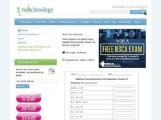 Algebra: Addition and Subtraction Equations Worksheet Algebra: Addition and Subtraction Equations Worksheet