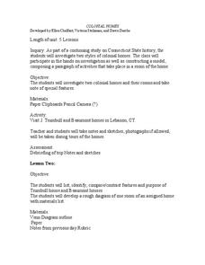 Colonial Homes Lesson Plan Colonial Homes Lesson Plan