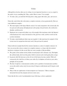 Colons Worksheet Colons Worksheet