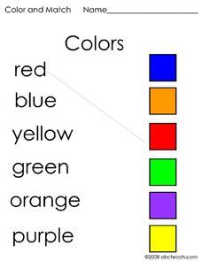 Color and Match Worksheet Color and Match Worksheet