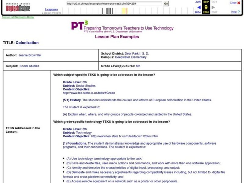Colonization Lesson Plan Colonization Lesson Plan