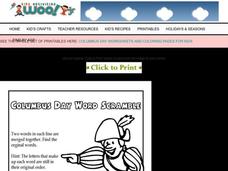 Columbus Day Word Scramble Worksheet Columbus Day Word Scramble Worksheet