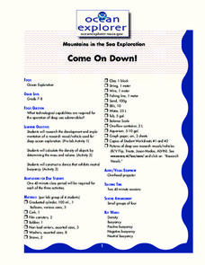 Come On Down! Lesson Plan Come On Down! Lesson Plan