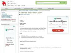 Commas and Semi-Colons Lesson Plan Commas and Semi-Colons Lesson Plan