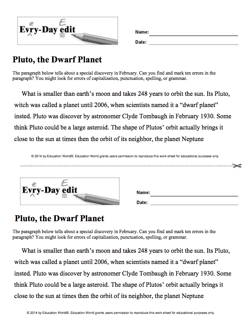Every Day Edit - Pluto, the Dwarf Planet Activities & Project Every Day Edit - Pluto, the Dwarf Planet Activities & Project