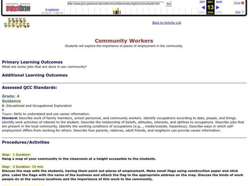 Community Workers Lesson Plan Community Workers Lesson Plan
