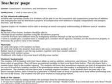 Commutative, Associative, and Distributive Properties Lesson Plan Commutative, Associative, and Distributive Properties Lesson Plan