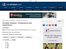 Comparatives and Superlatives Worksheet Comparatives and Superlatives Worksheet