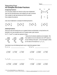 Compare and Order Fractions Worksheet Compare and Order Fractions Worksheet
