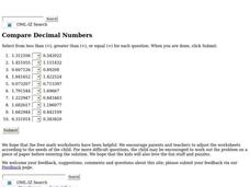 Compare Decimal Numbers Interactive Compare Decimal Numbers Interactive