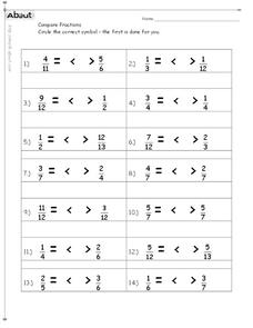 Compare Fractions Worksheet Compare Fractions Worksheet