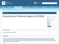 Comparing and Ordering Integers Lesson Plan Comparing and Ordering Integers Lesson Plan