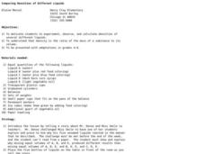 Comparing Densities of Different Liquids Lesson Plan Comparing Densities of Different Liquids Lesson Plan