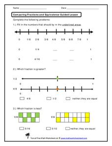 Comparing Fractions and Equivalence  Worksheet Comparing Fractions and Equivalence  Worksheet